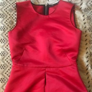 Zara Basics Red Silky Shell Top S